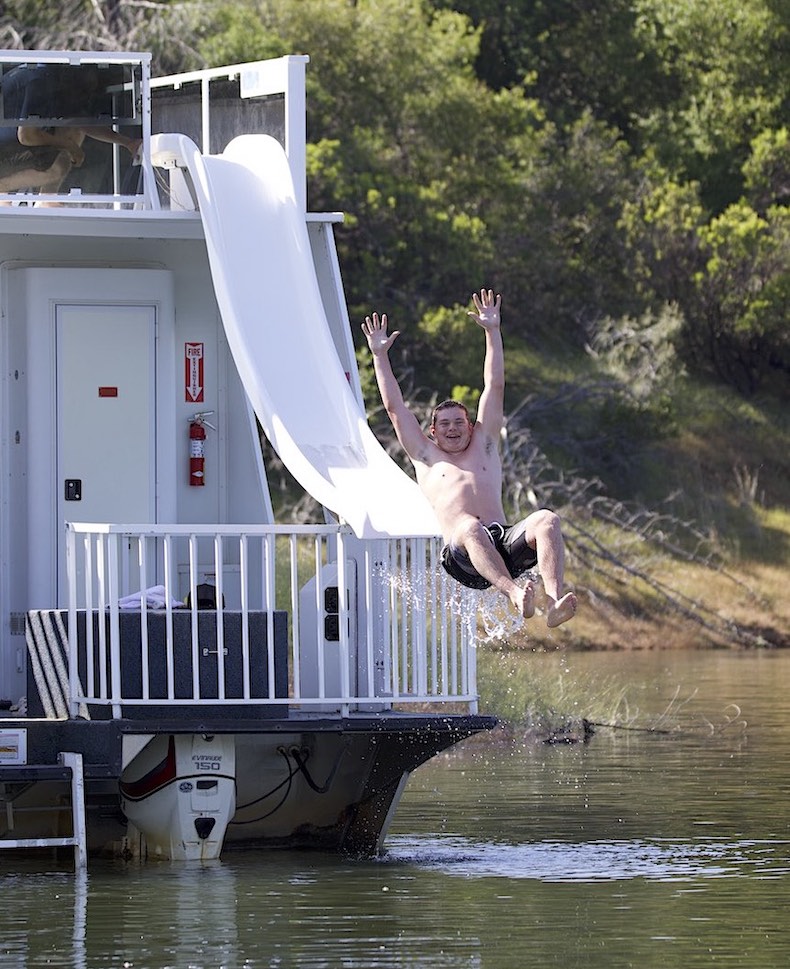 Some of the houseboats available in the Lake Oroville State Recreation Areas are equipped with slides that appeal to children of all ages.