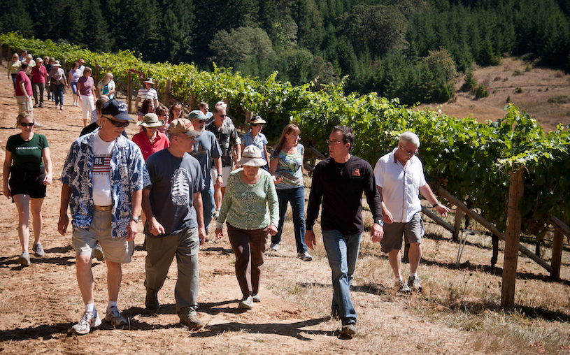 Stephen Reustle takes visitors on a tour of Prayer Rock Vineyard