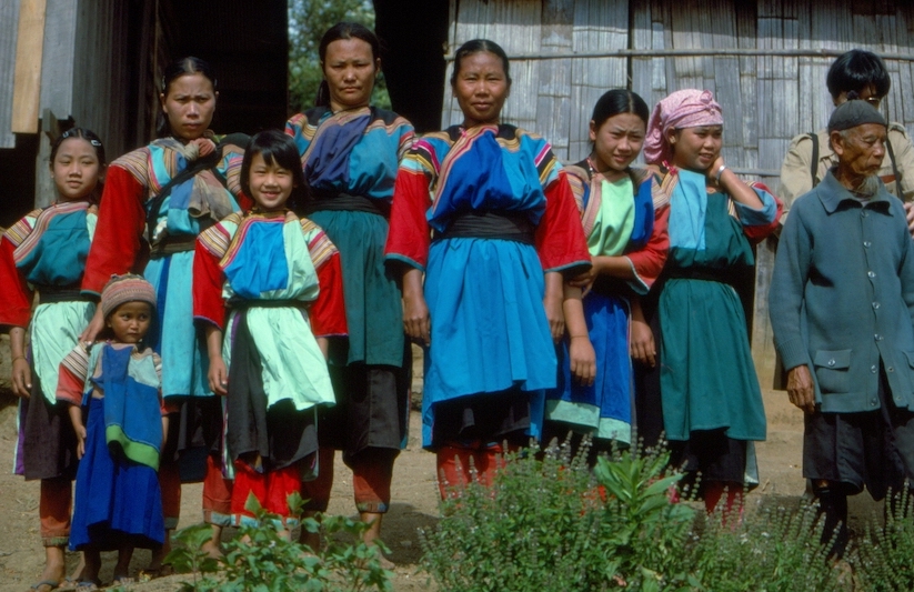 Lisu women and daughters in a village in Northern Thailand.