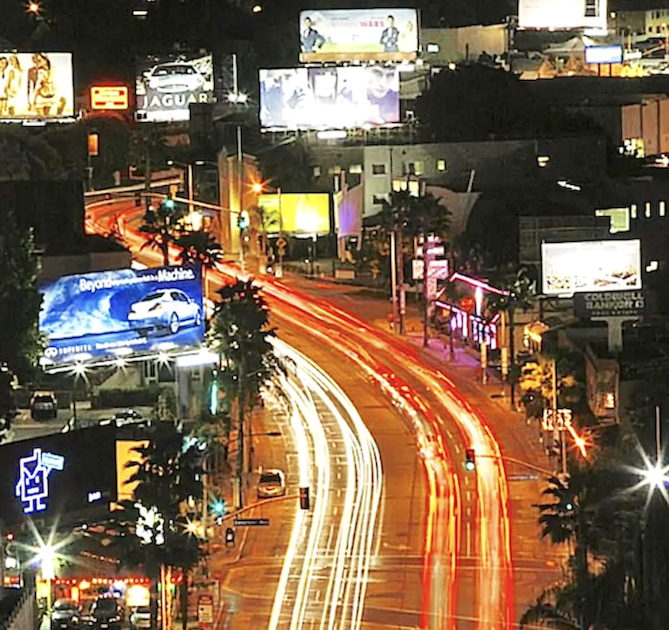 Sunset Strip curves and billboards.