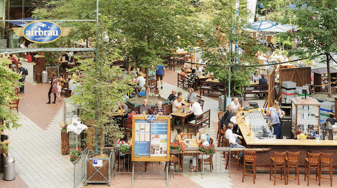 Munich Airport beer garden, spend time in airports