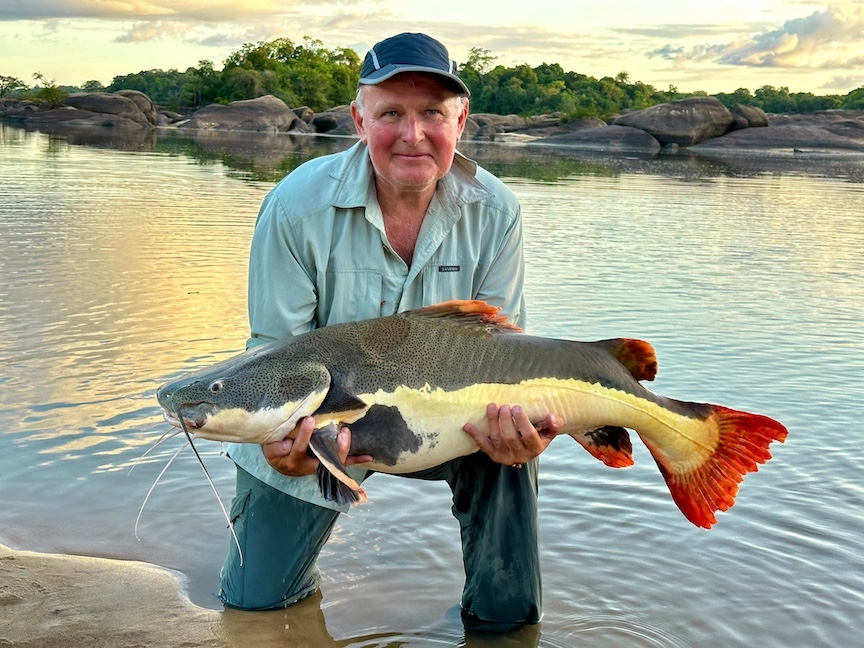British angler and fishing guide Ian Henderson with a Redtail catfish.