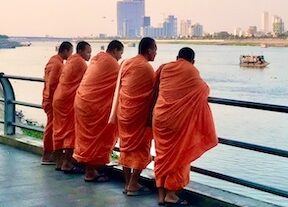 monks at Tonle Sap river