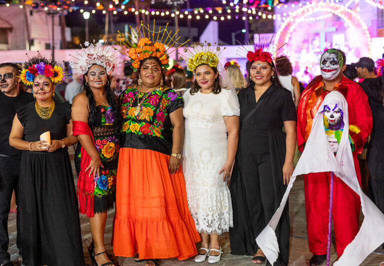 A family portrait. The celebrations include family members who make the outing to the main square.