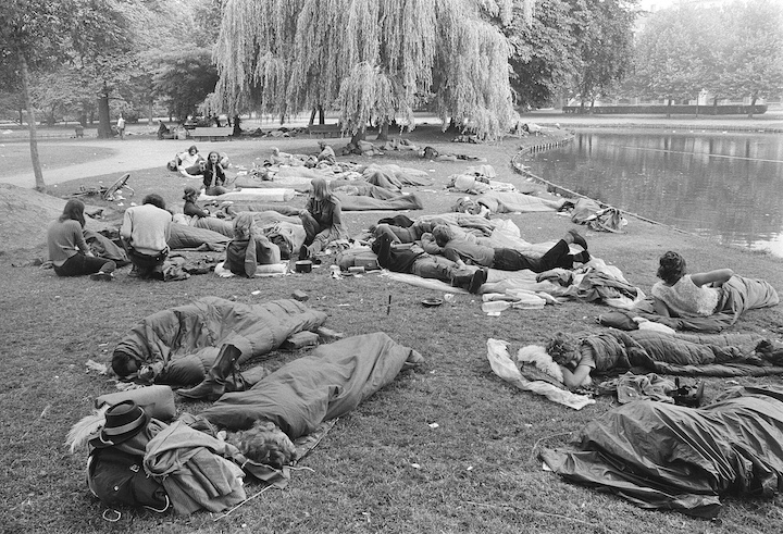 Hippies from across Europe and America would crash in Amsterdam_s Vondel Park to save the $2 cost of a youth-hostel bunk.