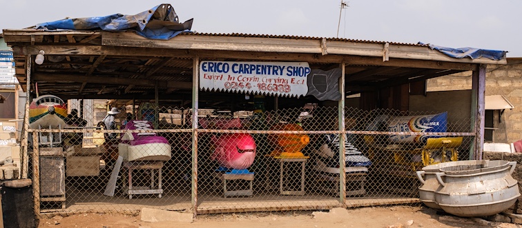 Accra, Ghana. Erico Coffin Workshop, Maker of Made-to-Order Fantasy Coffins.