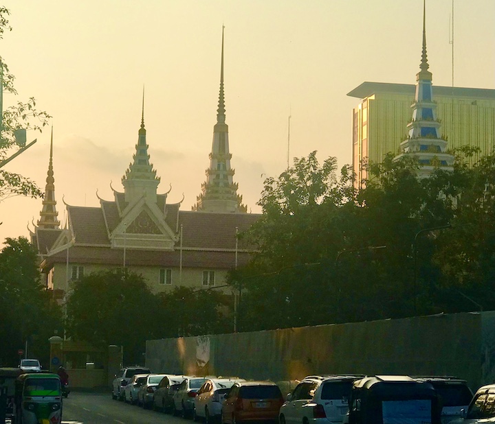 Phnom Penh skyline is a mix or old and new.