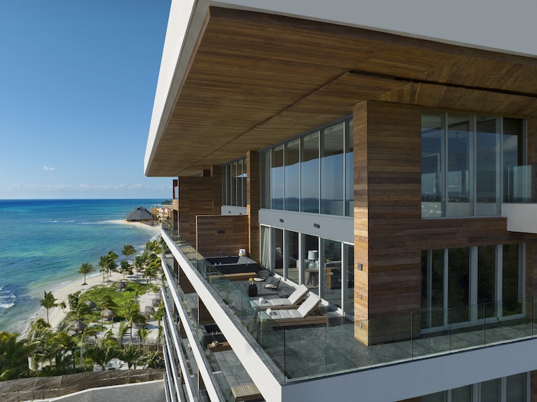 Two-story penthouse on the beach in Mexico.