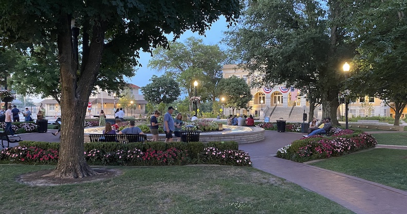 Bentonville town square on a summer evening.