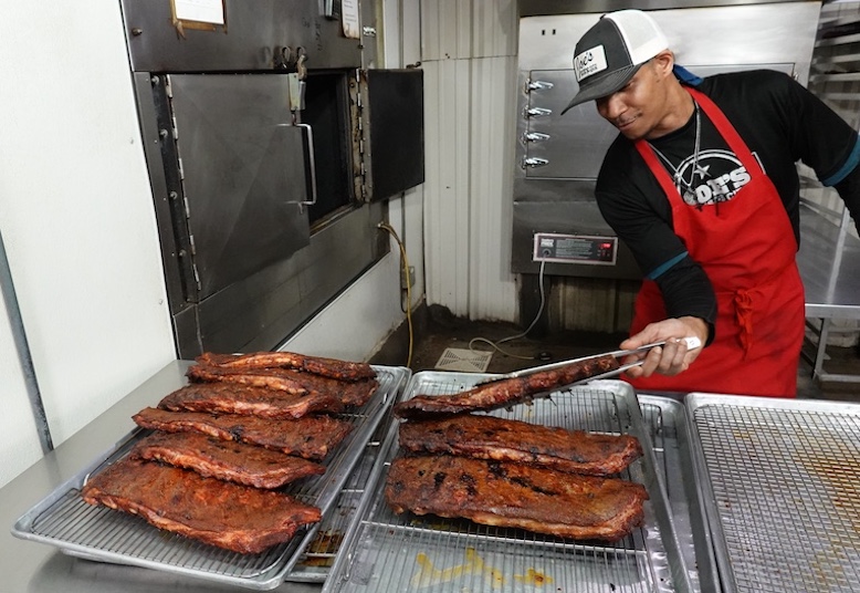 Barbecue pork ribs straight from the smoker at Joe's Kansas City Bar-B-Que.