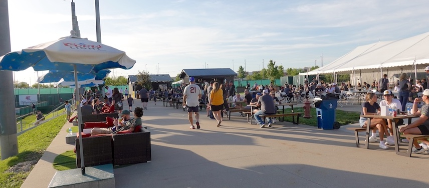 Beyond the outfield at Legends Fiend there is an informal gathering area.