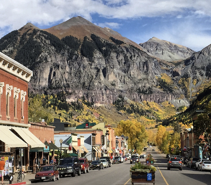 The historic town of Telluride is bisected by a Main Street befitting a colorful mountain town.