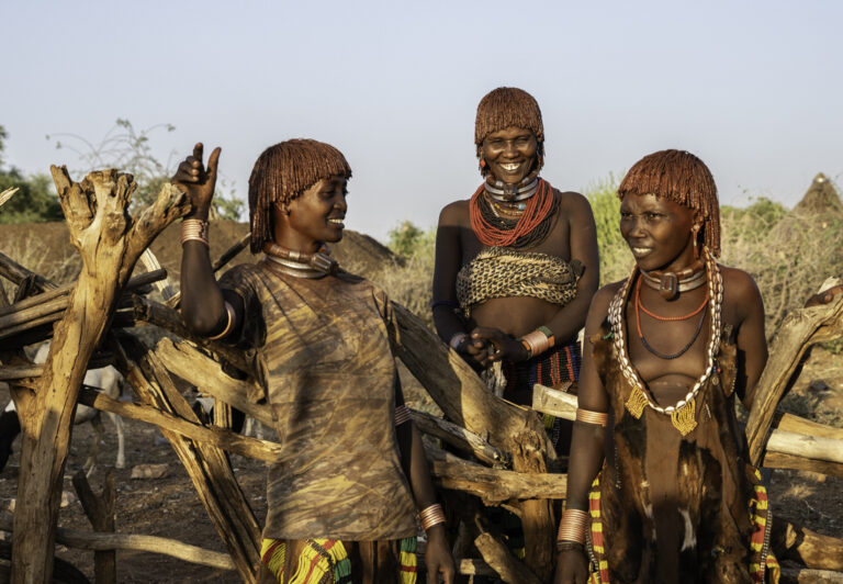 The women of the Hamar tribe are easily identifiable by their hairstyle. They coat their hair with a mixture of butter and clay twisted into plaits.