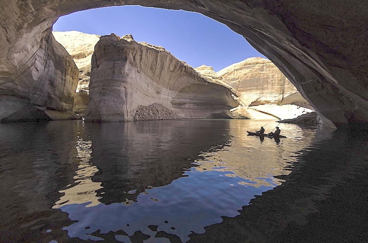 Kayakers inside Cathedral in the Desert