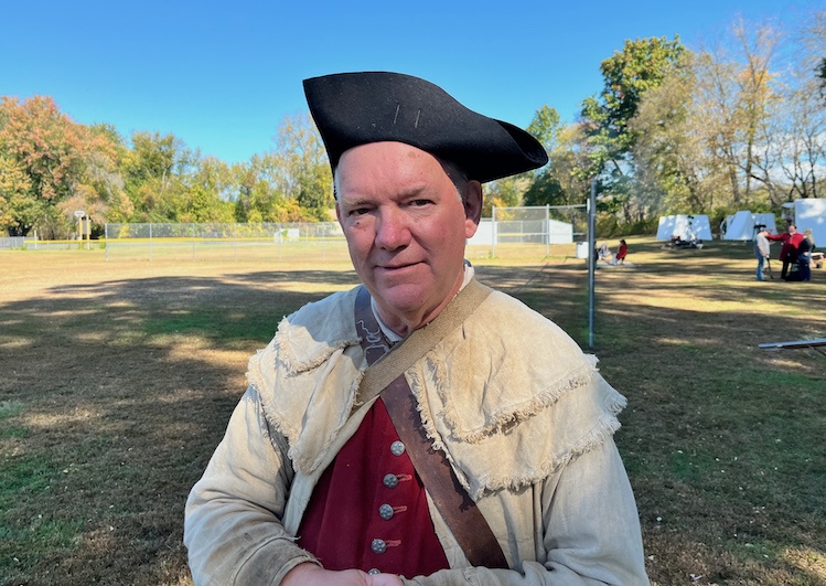 Saratoga historian Sean Kelleher at the battlefield's annual cantonment.