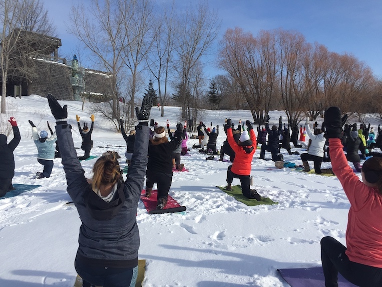 Wellness snow yoga in Winnipeg, Canada
