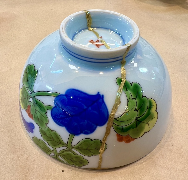 My repaired Arita bowl using the kintsugi method.
