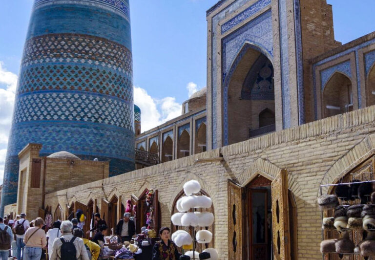 A step back in time in Uzbekistan is Khiva’s walled city of Itchan Kala a well preserved living museum.