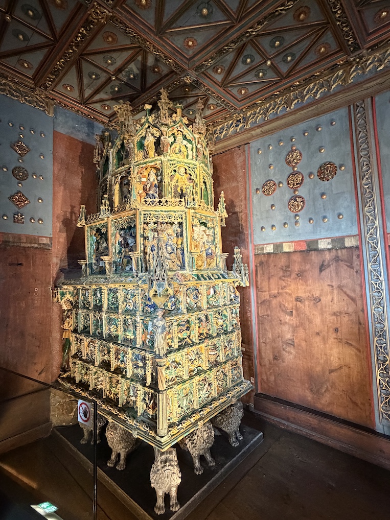 Elaborate Gothic tile stove inside Salzburg's Hohensalzburg Fortress
