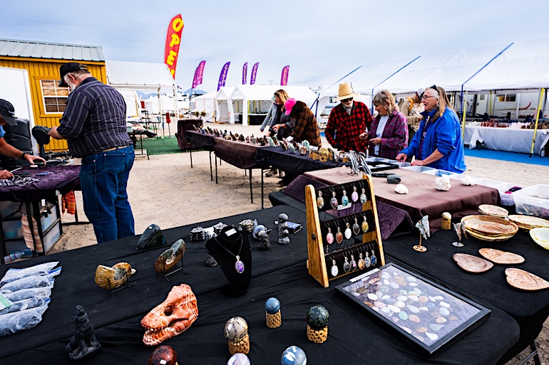 Visitors shop for gems from around the world at the Quartzsite Powwow and other local gem shows.
