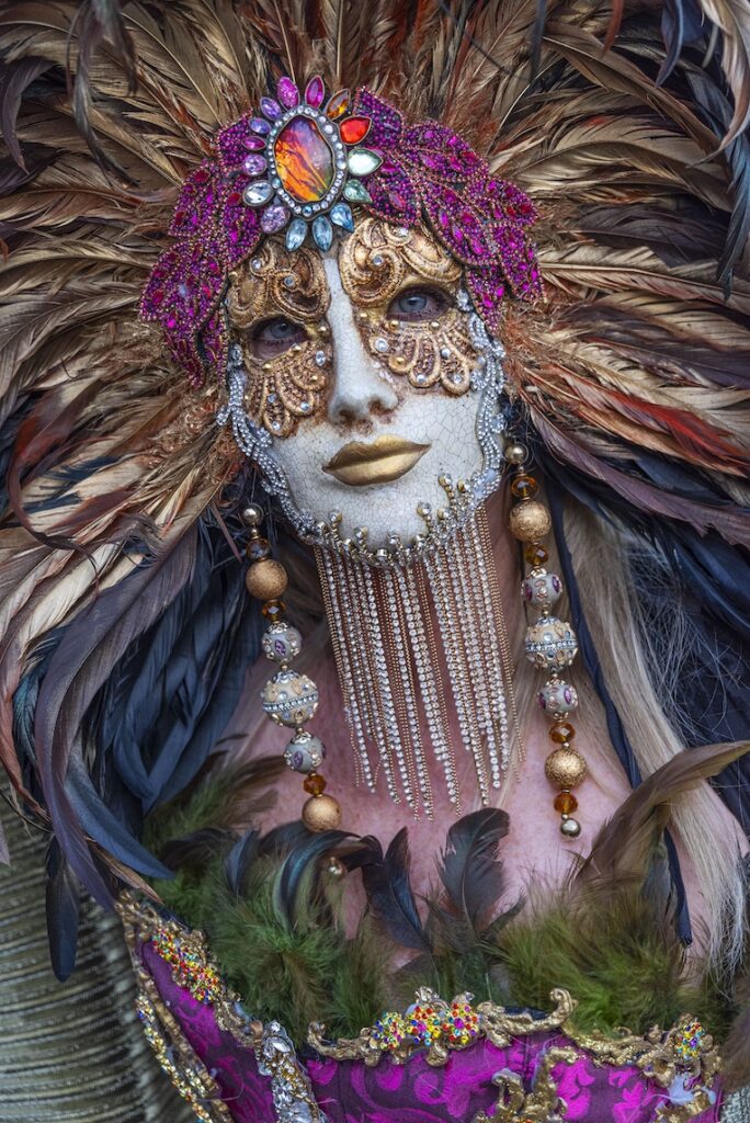 People from around the world journey to Venice to wear their creative costumes, and sometimes they’ll even tell you where their home is.