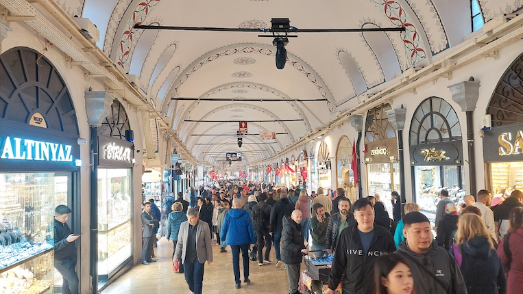 Shoppers walking along just one of the covered streets in Istanbul’s Grand Bazaar with more than 4,000 shops.