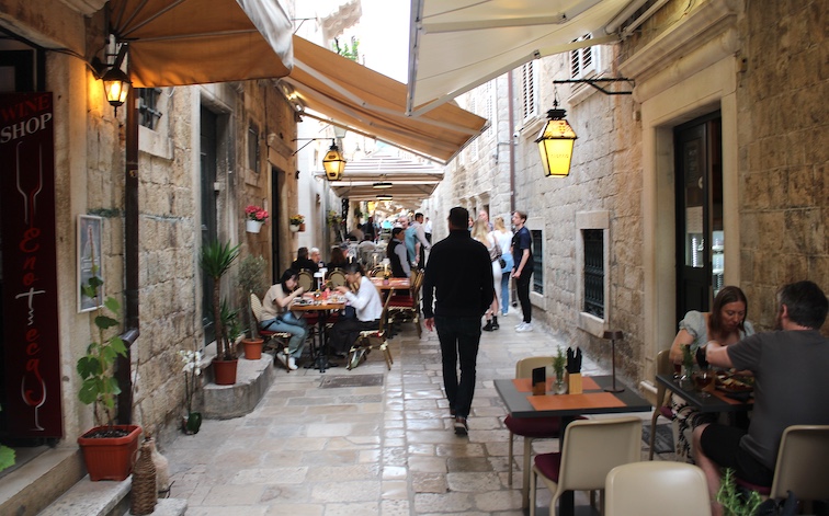 Narrow medieval streets in Old Town Dubrovnik are now lined with restaurants that have opened in recent years.