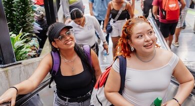 Comuna 13 tourists on escalator ProColombia copy