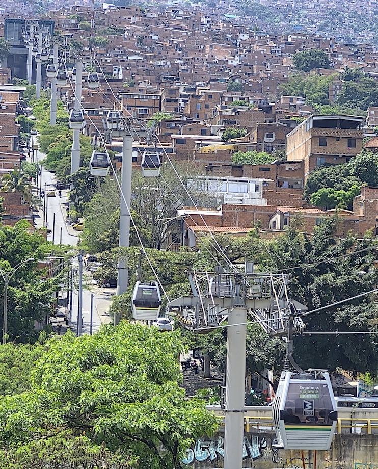 Medellín has an extensive network of cable cars that are free with subway fare.