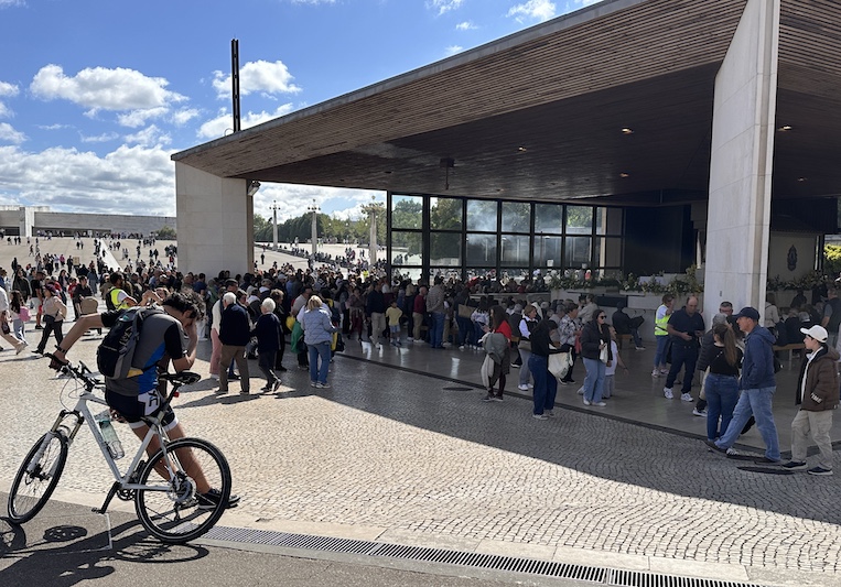 Shrine at Fatima campus. Some come by bicycle, others by foot – and a few will approach this historic worship space on their knees.