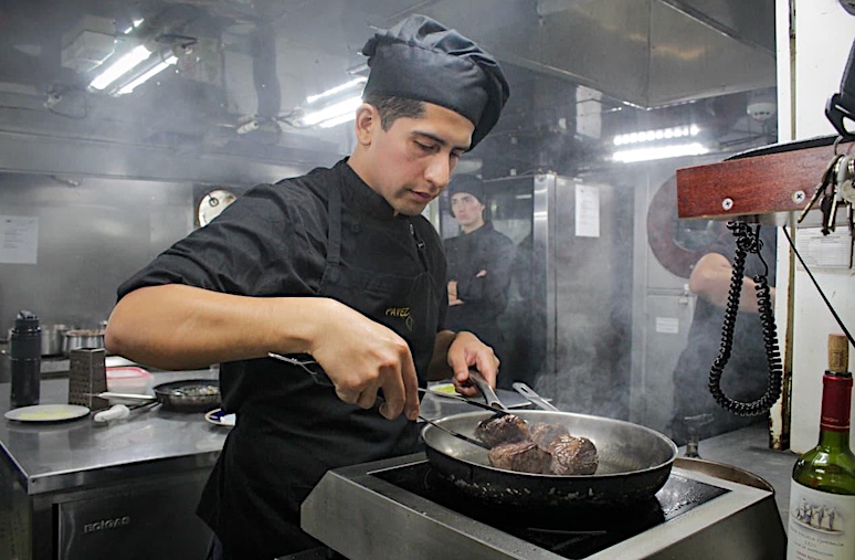 Sailors on the Esmeralda enjoy a modern galley and eat very well during port calls